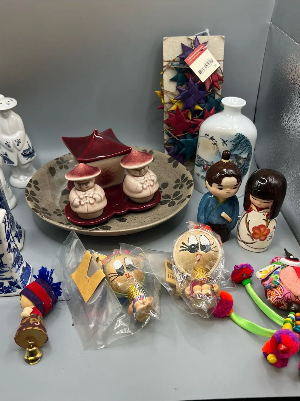 Huge Lot Of Asian Items Salt And Pepper Shakers Plate Keychains Handmade